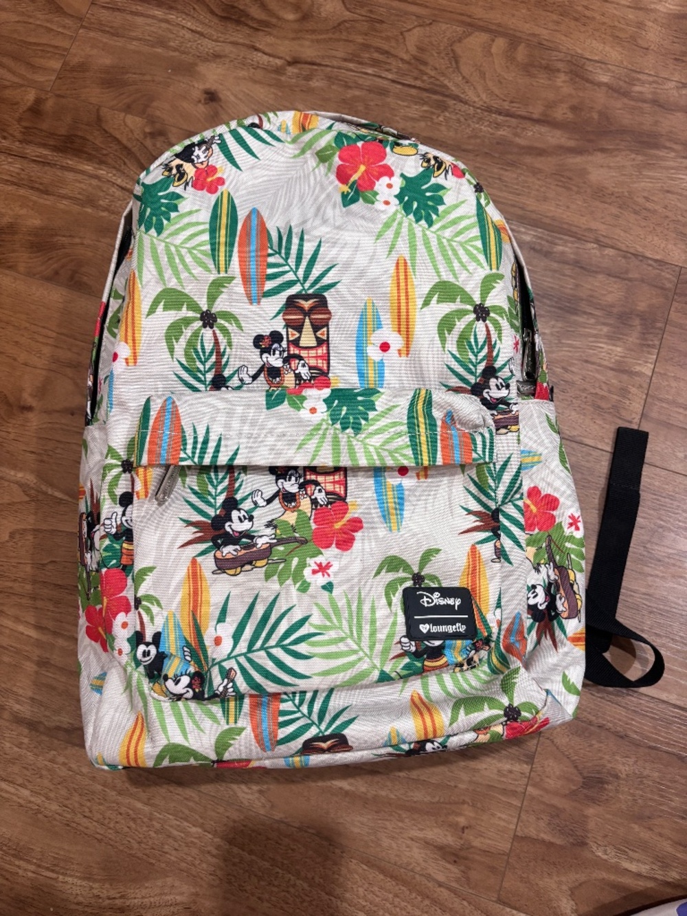 NWOT Loungefly Disney Mickey Minnie Tropical Surfboards Nylon Backpack Beach Bag